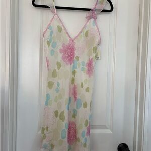 NEW California Dynasty Floral Sheer Full Slip SMALL Floral Chiffon Beaded detail